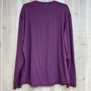 Lululemon 5 Year Basic Long‎ Sleeve Tee Men's XXL Red Blue Stripe Pocket Crew